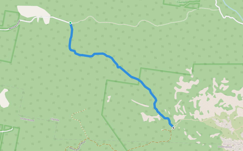 Mount Arthur Track (via Mountain Road) walking route map in Lilydale