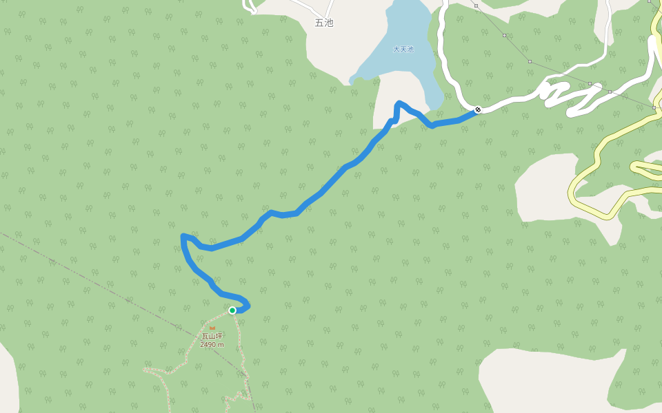 五池村到瓦山坪 walking route map in Le Shan Shi