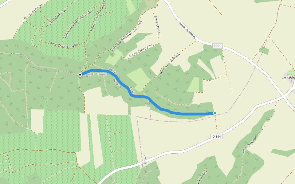 Chemin de Béru à Yrouerre walking route map in Yrouerre