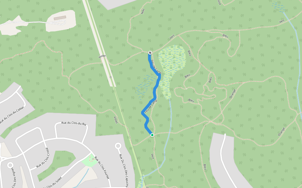 Feu de Camp walking route map in Prévost
