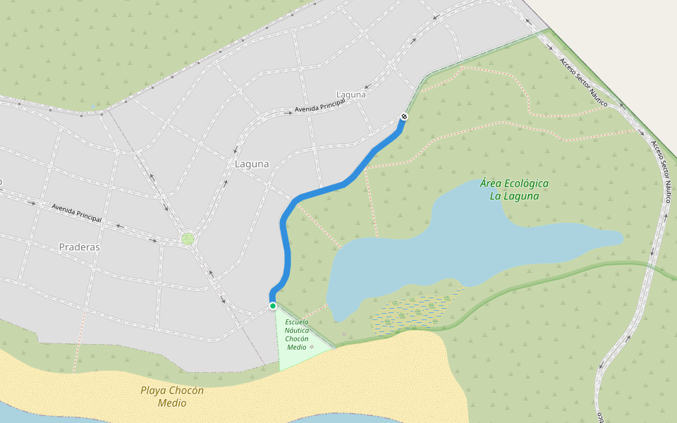 Sendero de la Laguna walking route map in El Mangrullo