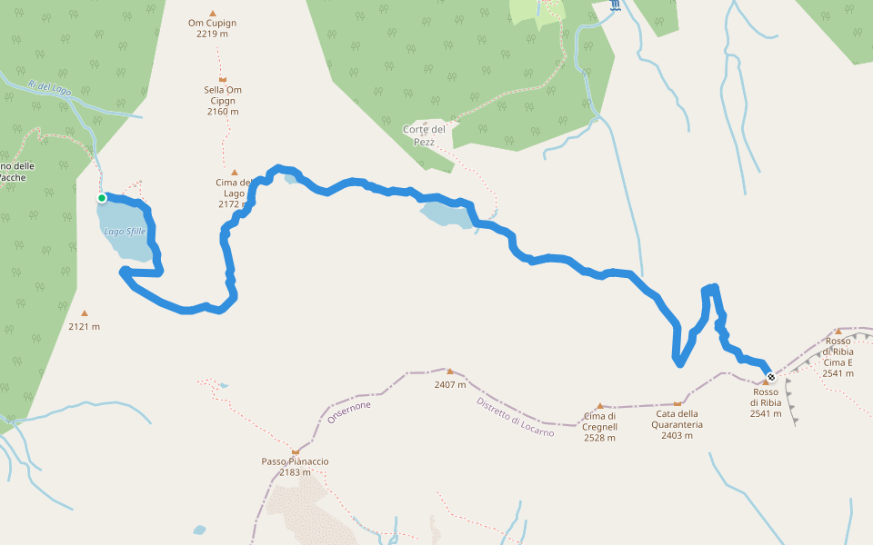 per Cimalmotto walking route map in Campo (Vallemaggia)