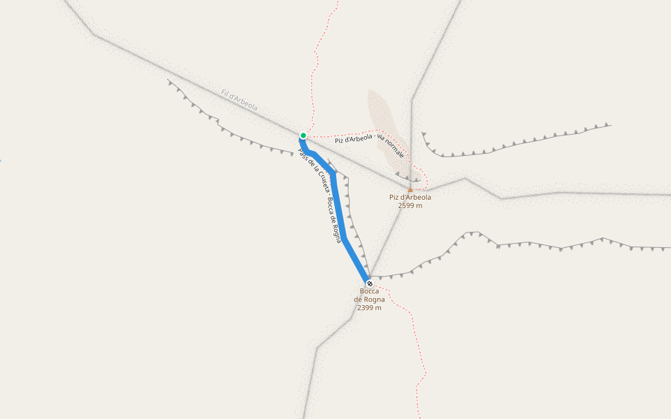 Pass de la Cruseta - Bocca de Rogna walking route map in Mesocco