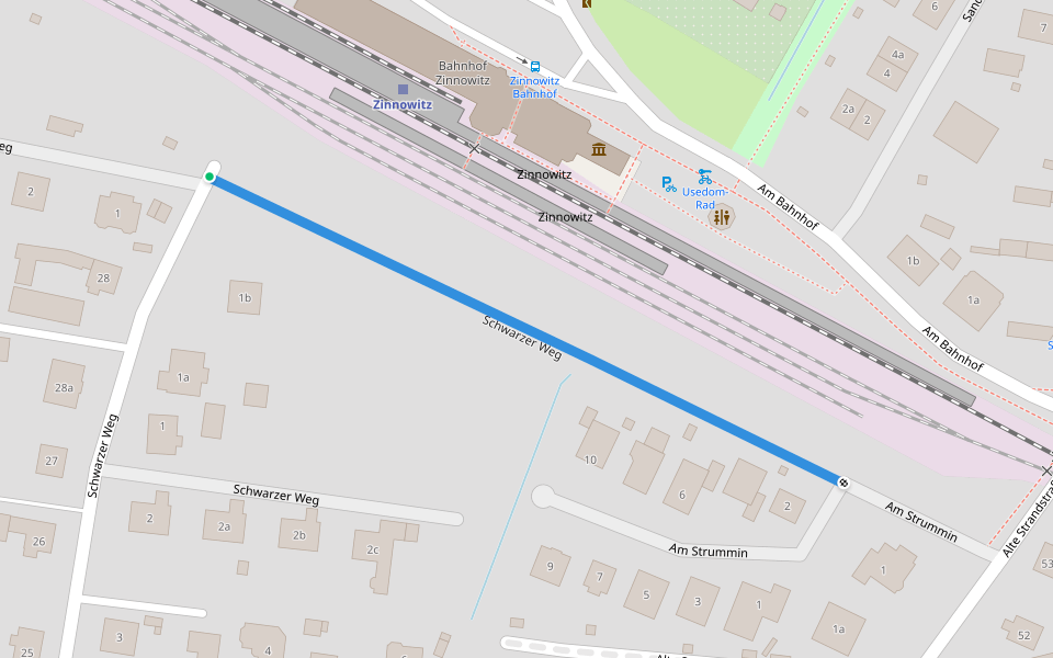 Schwarzer Weg walking route map in Zinnowitz