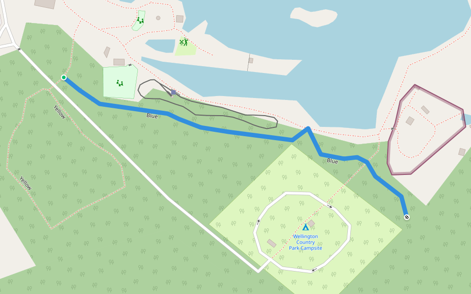 Blue walking route map in Riseley