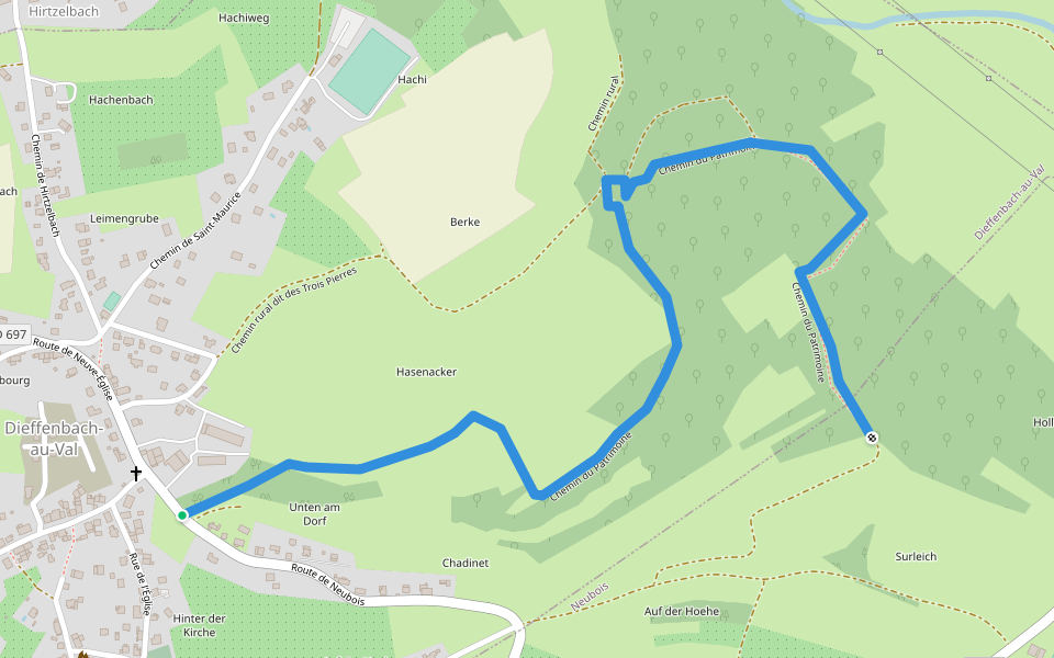 Chemin du Patrimoine walking route map in Dieffenbach-au-Val