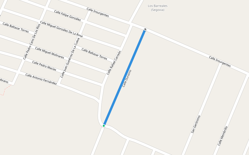 Calle Durazno walking route map in Juan Aldama