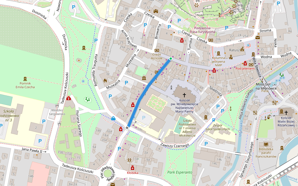 Wojska Polskiego walking route map in Kłodzko