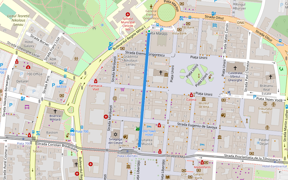Strada Emanuil Ungureanu walking route map in Timișoara