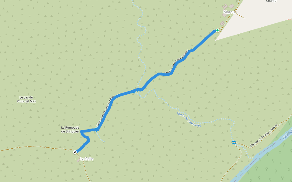 Chemin de la Selle à Marou walking route map in Causse-de-la-Selle
