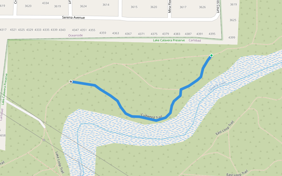 Cudweed Trail walking route map in Oceanside