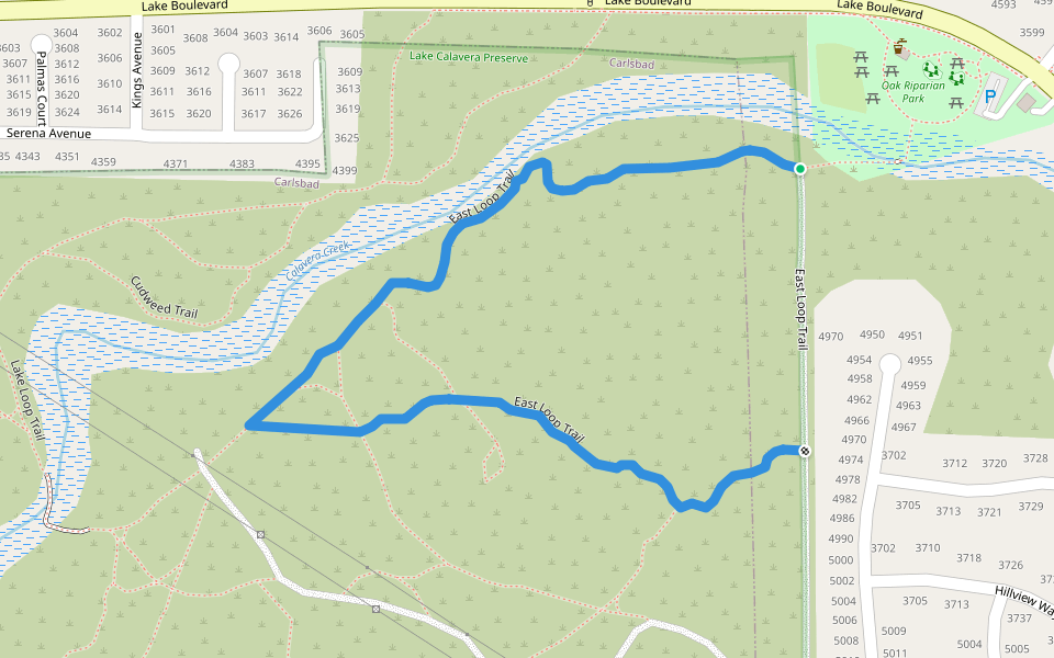 East Loop Trail walking route map in Oceanside