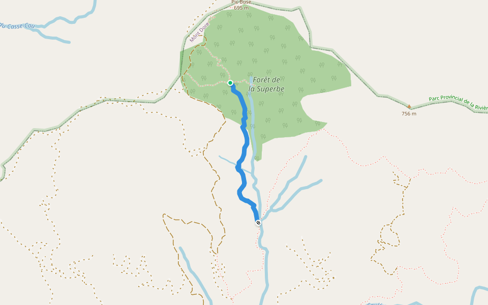 Sentier du pic buse walking route map in La Coulee