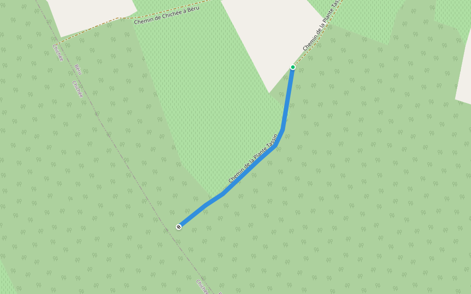 Chemin de la Plante Tassin walking route map in Beru