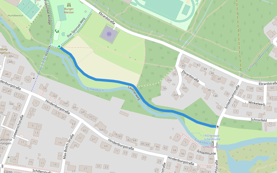 Lautnerweg walking route map in Erlangen
