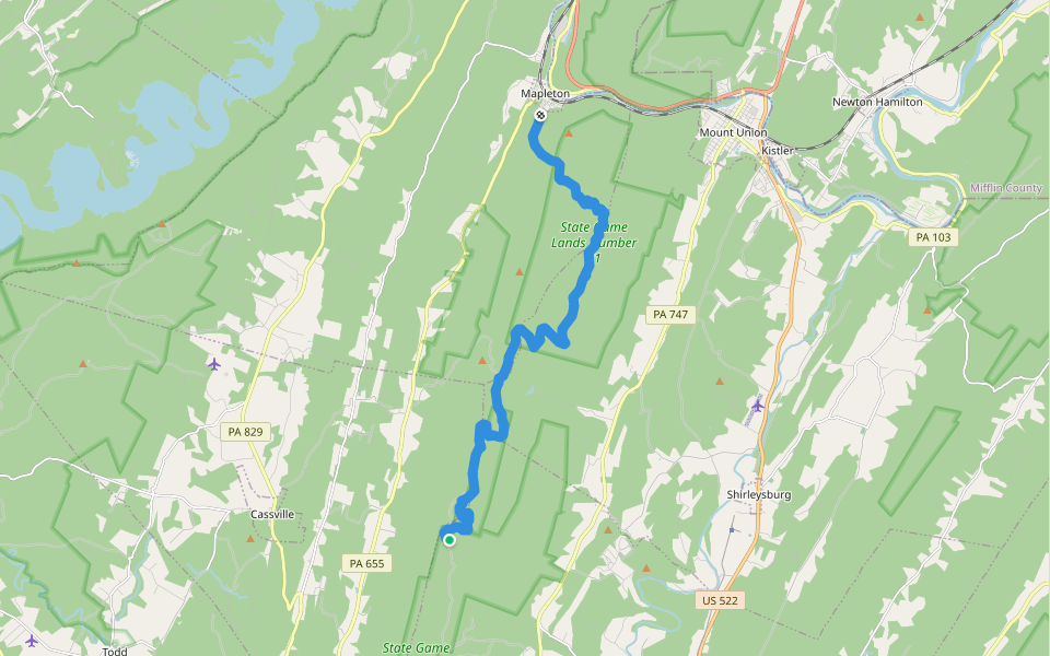 Standing Stone Trail walking route map in Mapleton
