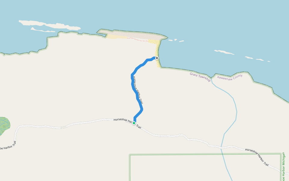 Beach Trail walking route map in Copper Harbor