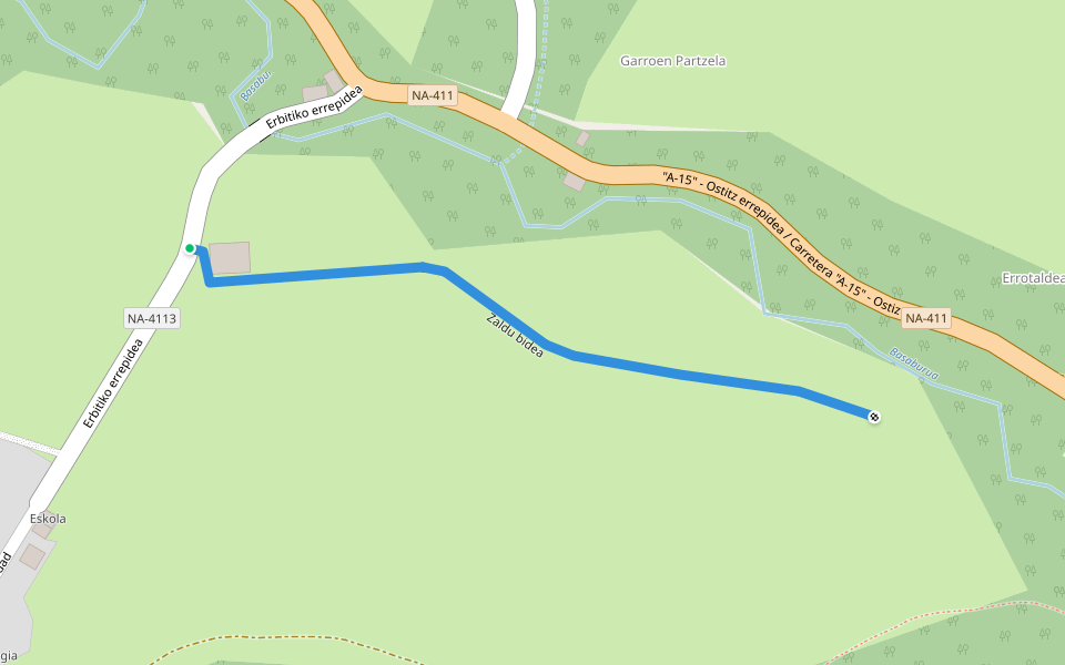 Zaldu bidea walking route map in Erbiti