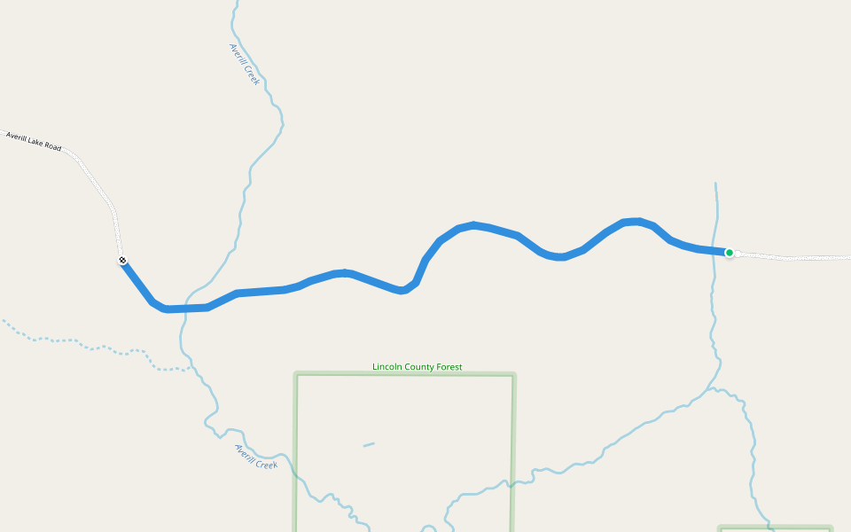 Averill Lake Road walking route map in Merrill