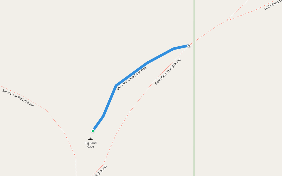 Big Sand Cave Spur Trail walking route map in Bagley