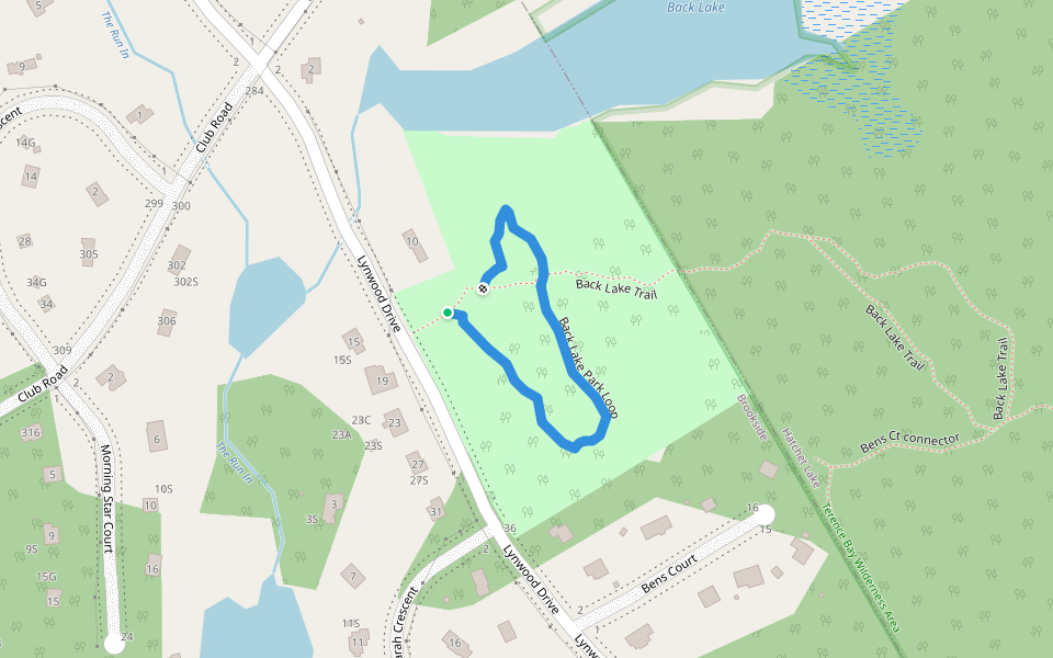 Back Lake Park Loop walking route map in Brookside