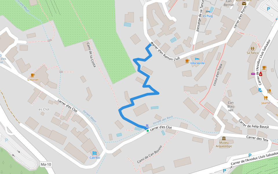 Carrer de Can Pa Bo walking route map in Deià