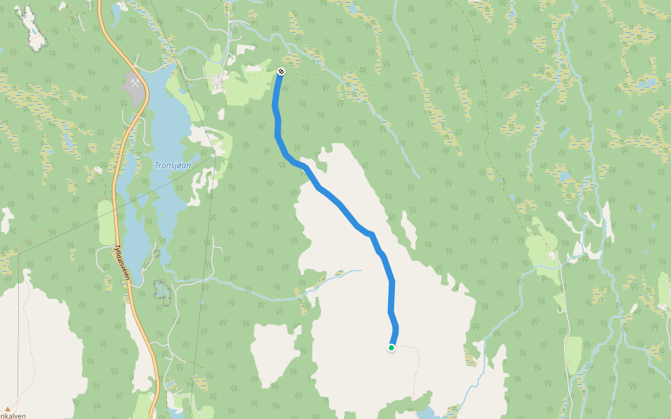 Jønnbekkbvordstien walking route map in Tylldalen
