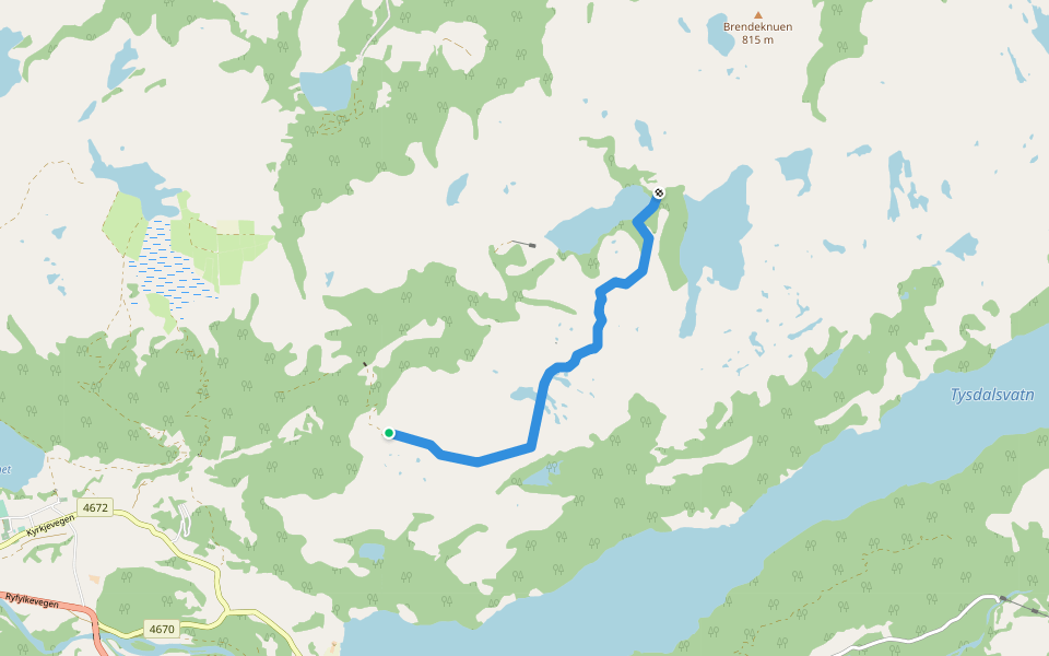 Kaldavatnet rundt walking route map in Årdal