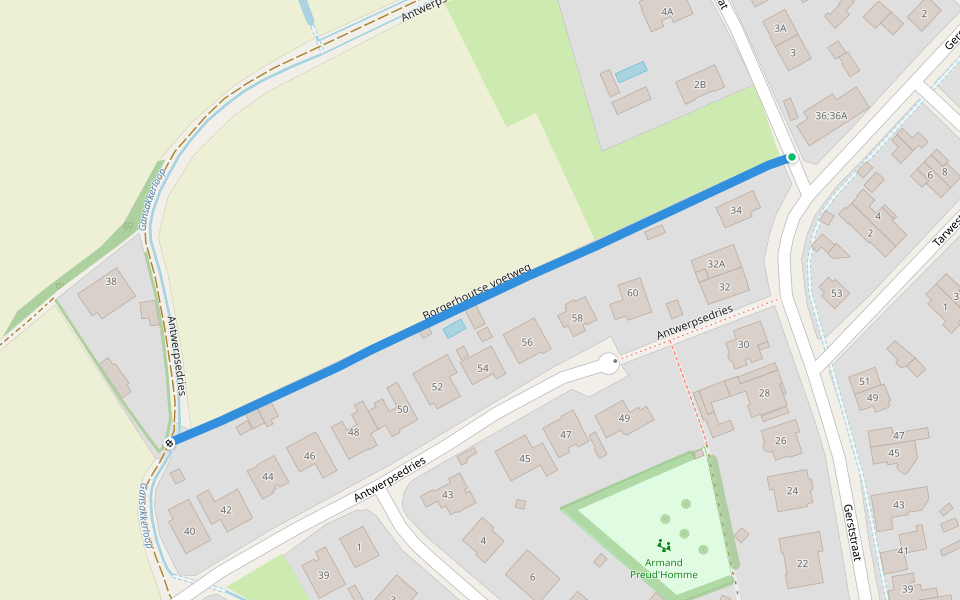 Borgerhoutse voetweg walking route map in Geel