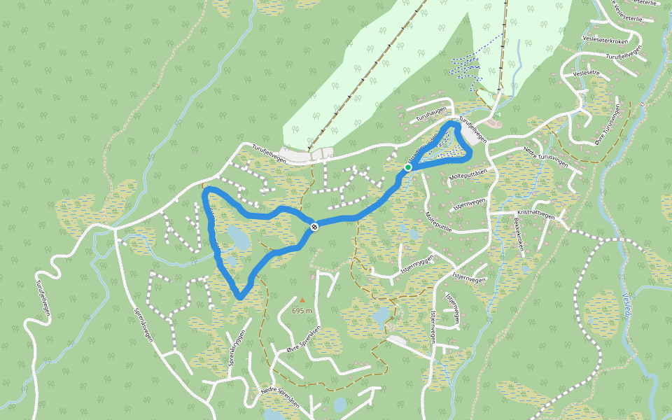 Slåttemyrrunden walking route map in Flå