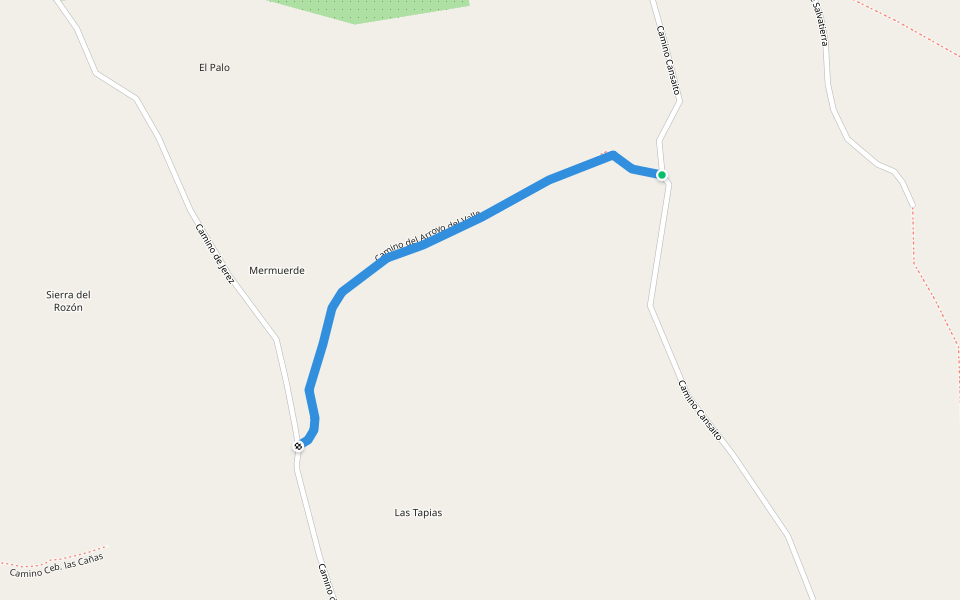 Camino del Arrroyo del Valle walking route map in Barcarrota