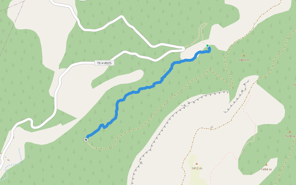 PR-TE 26 walking route map in Cabra de Mora