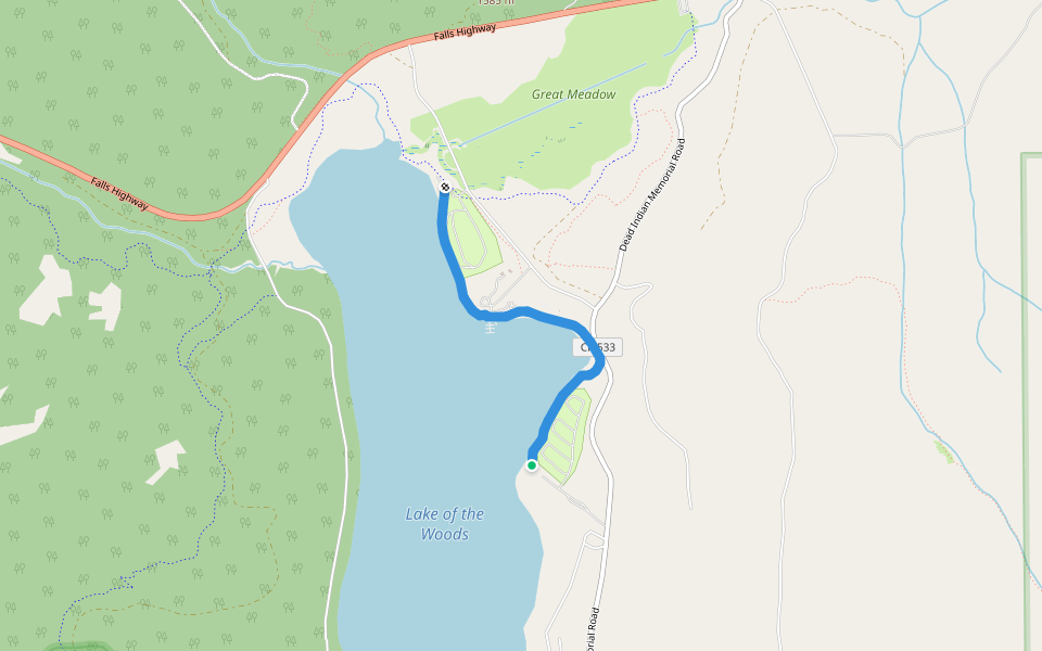 Campground Shorefront Trail walking route map in Klamath Falls