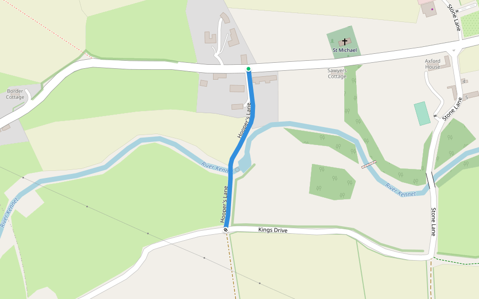 Hooper's Lane walking route map in Axford