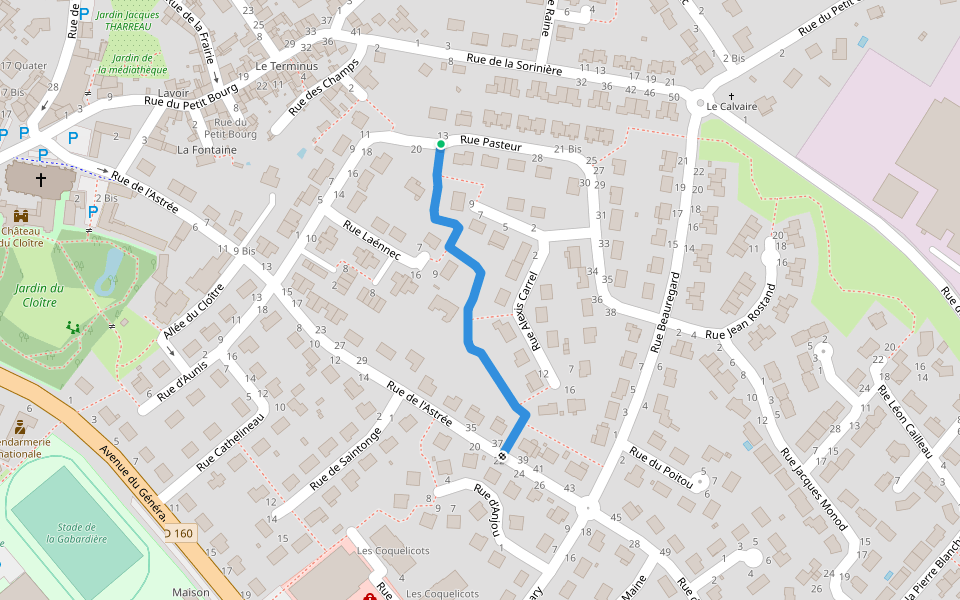 Passage Pasteur - Astrée walking route map in Chemillé-en-Anjou