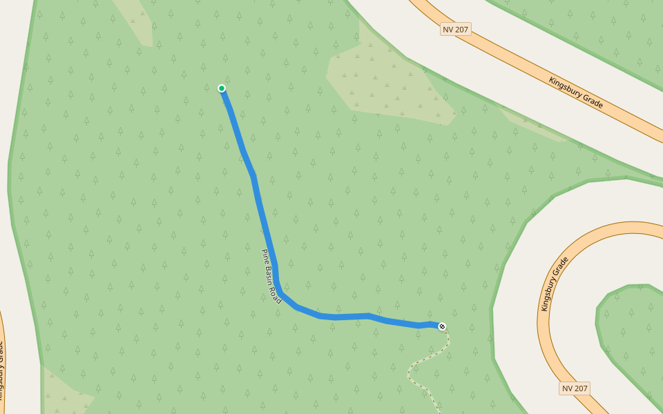 Pine Basin Road walking route map in Gardnerville