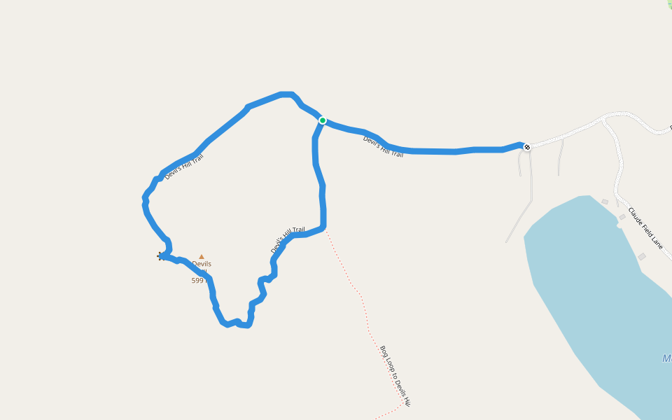 Devil's Hill Trail walking route map in Groton