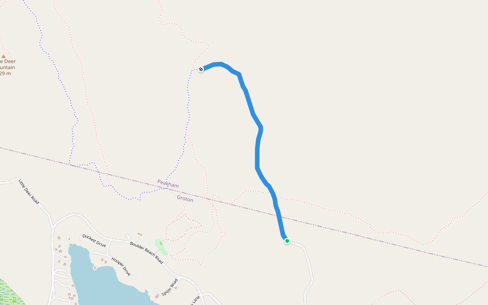 Coldwater Brook Road walking route map in Groton