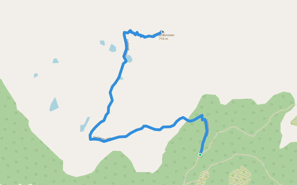Fjetlandnuten walking route map in Marvik