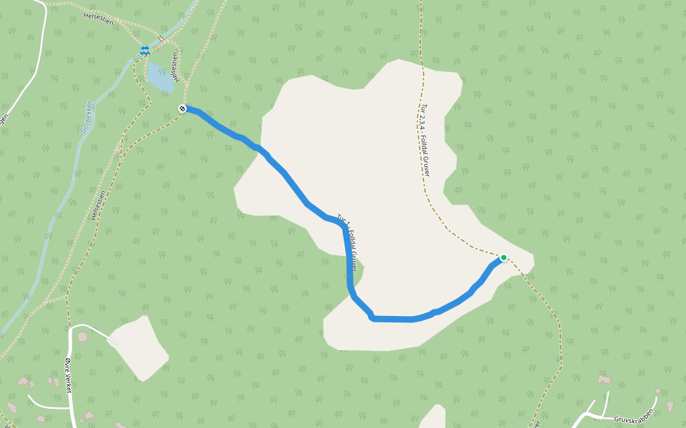 Tur 1 - Folldal Gruver walking route map in Folldal