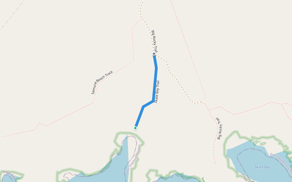 Skate Bay Trail walking route map in Fingal Bay