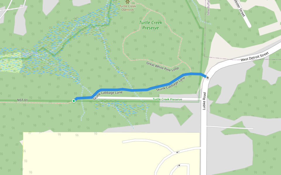 Skunk Cabbage Lane walking route map in New Buffalo