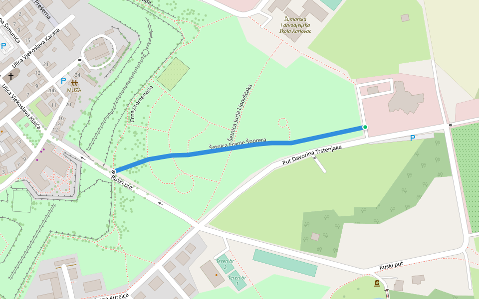 Šetnica Franje Šporera walking route map in Ogulin