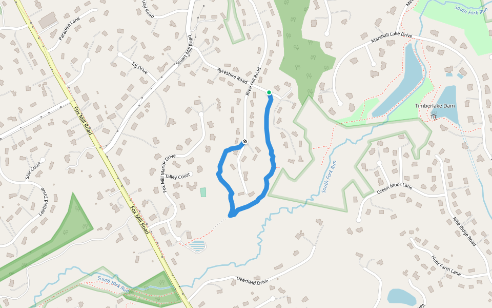Stuart Mill Woods Trail walking route map in Oakton