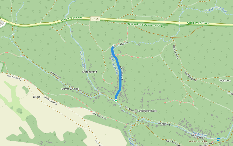 Wolfsgründel walking route map in Lohmen