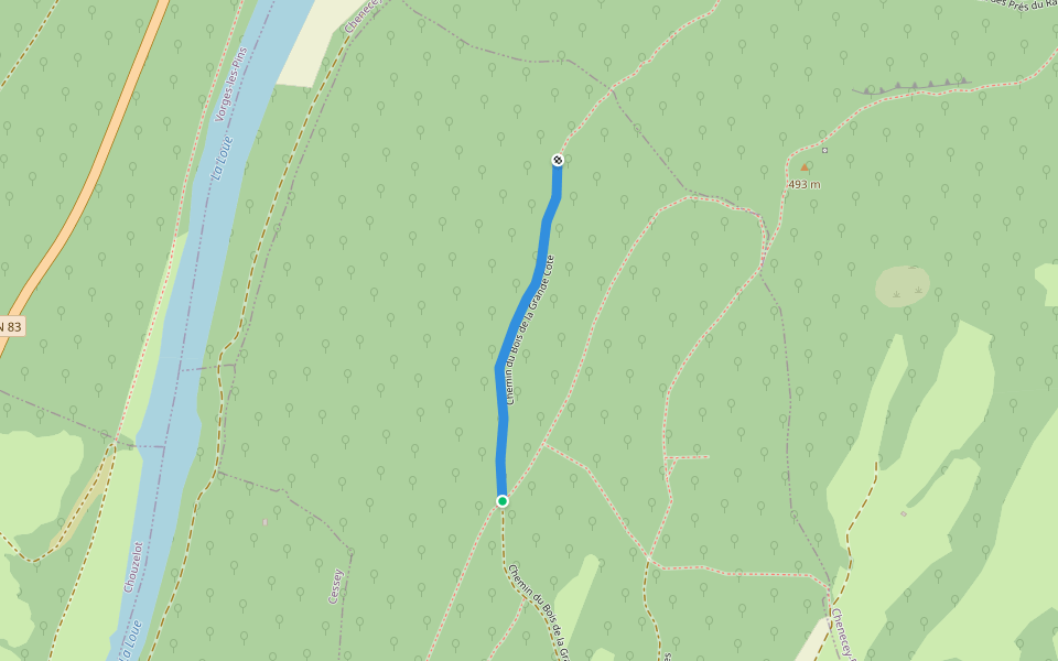 Chemin du Bois de la Grande Côte walking route map in Cessey