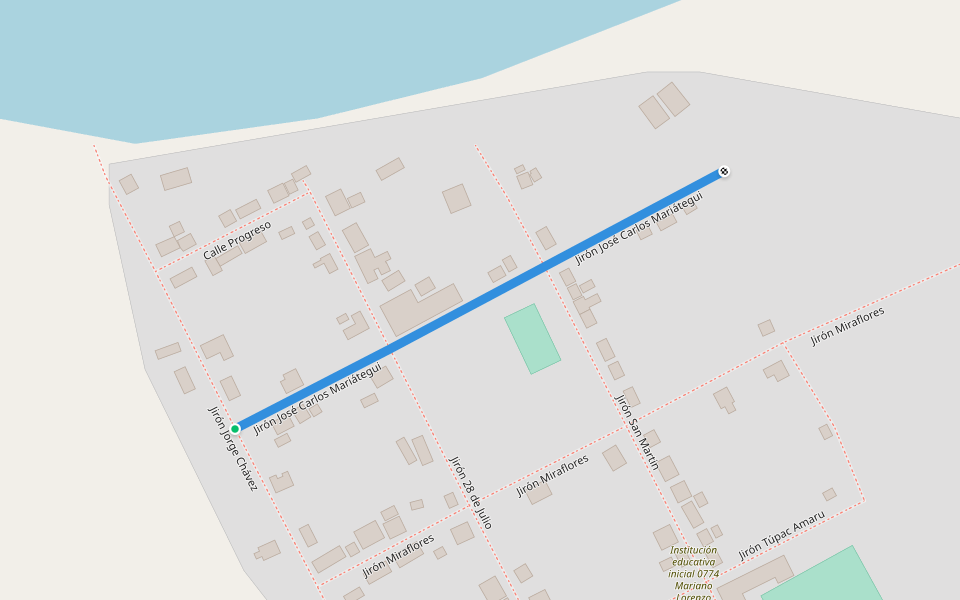 Jirón José Carlos Mariátegui walking route map in Papaplaya