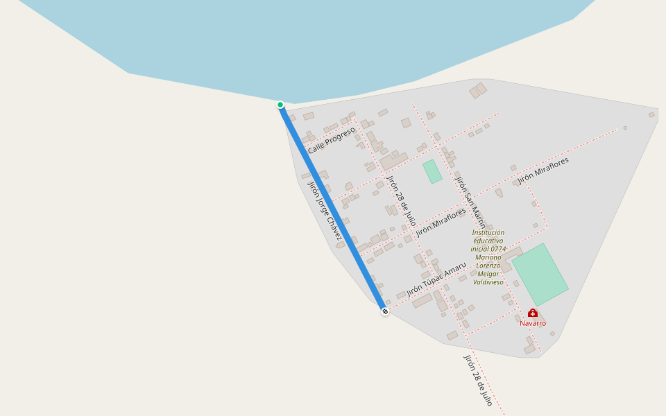 Jirón Jorge Chávez walking route map in Dos de Mayo