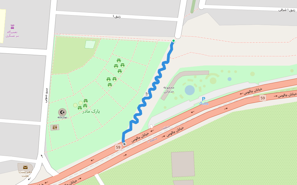 راه walking route map in Karaj