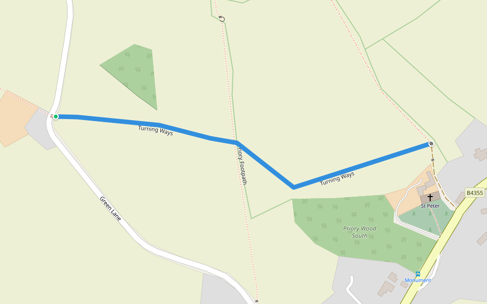 Turning Ways walking route map in Titley